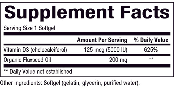 NATURAL FACTORS VITAMIN D3 125 mcg (5000 IU)