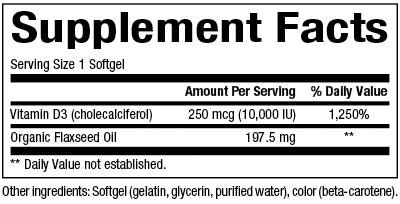 NATURAL FACTORS VITAMIN D3 250 mcg (10000 IU)