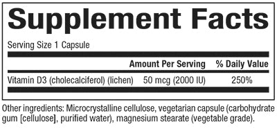 NATURAL FACTORS VITAMIN D3 50 mcg (2000 IU) VEGAN