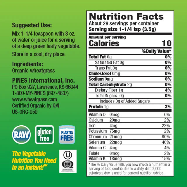 WHEAT GRASS POWDER (3.5 oz)