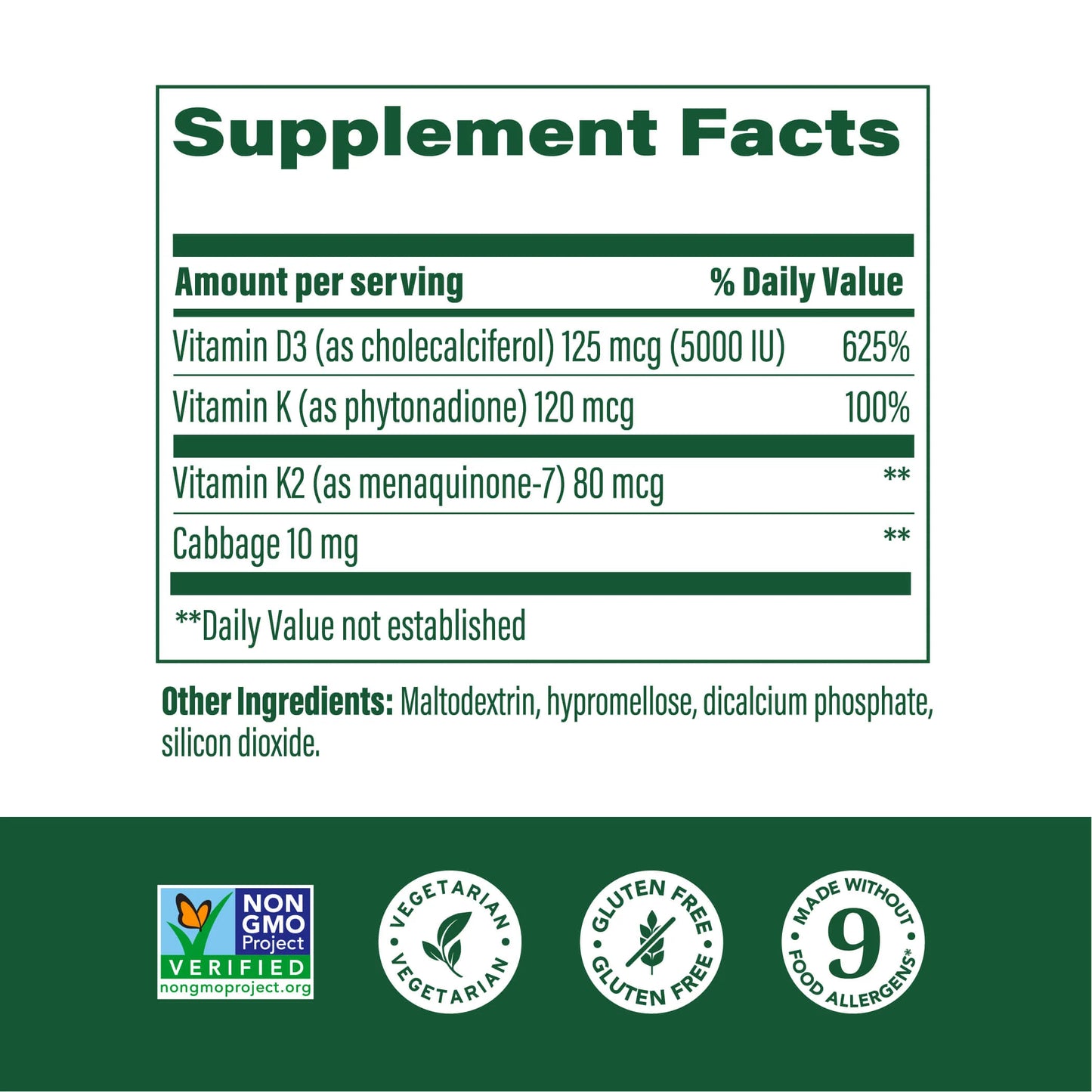 MEGAFOOD VITAMIN D3 5000 IU + K2 (60)