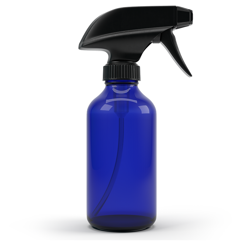 EMPTY BLUE GLASS SPRAY BOTTLE