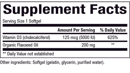 NATURAL FACTORS VITAMIN D3 125 mcg (5000 IU)