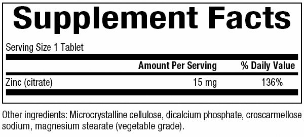 NATURAL FACTORS ZINC CITRATE 15 mg