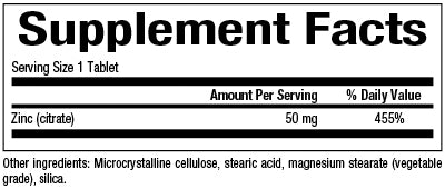 NATURAL FACTORS ZINC CITRATE 50 mg