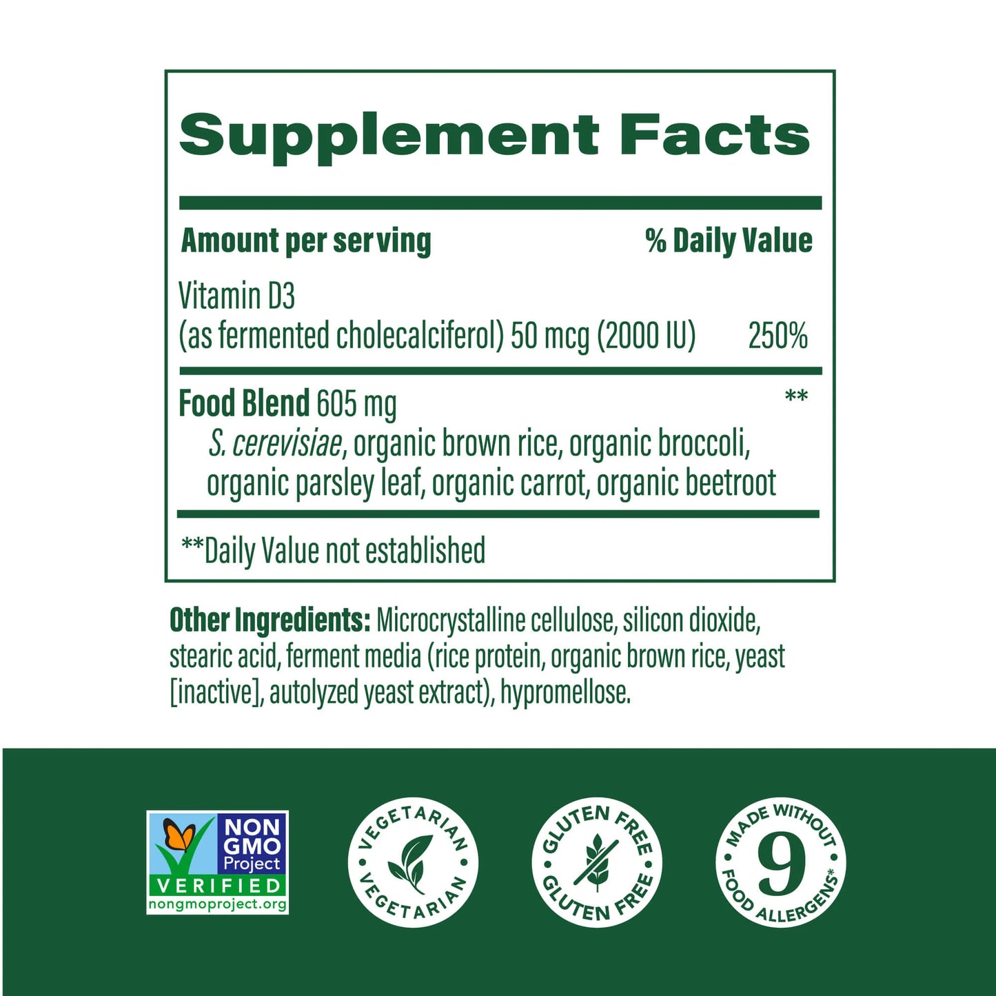 MEGAFOOD VITAMIN D3 50 mcg (2000 IU)