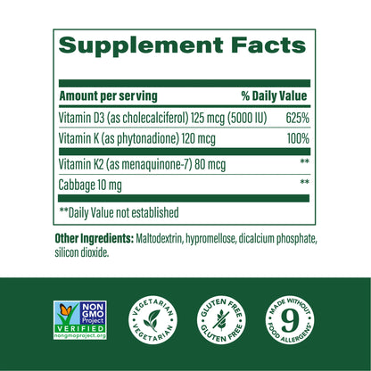 MEGAFOOD VITAMIN D3 5000 IU + K2 (60)