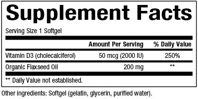 NATURAL FACTORS VITAMIN D3 50 mcg (2000 IU)