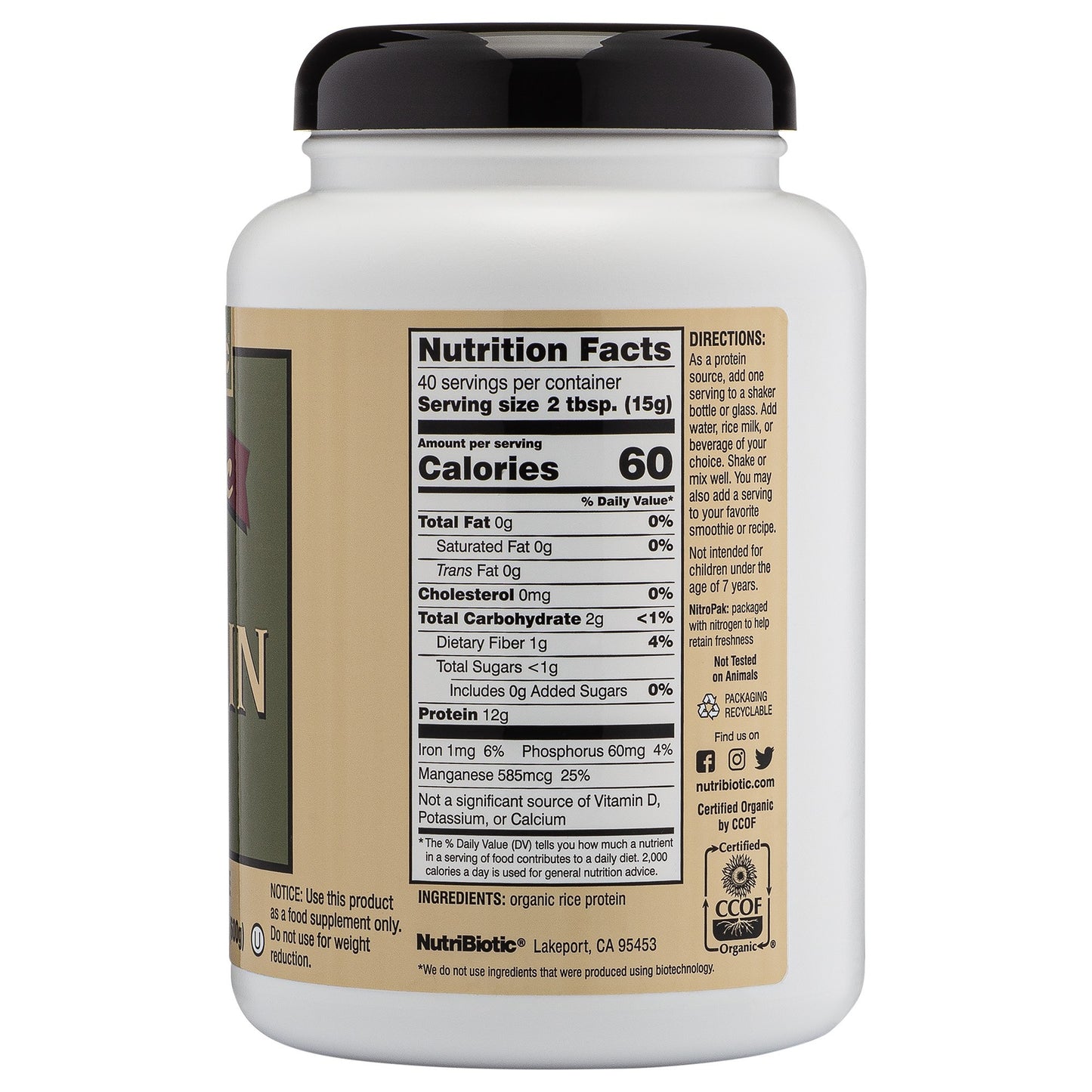 ORGANIC RICE PROTEIN POWDER PLAIN