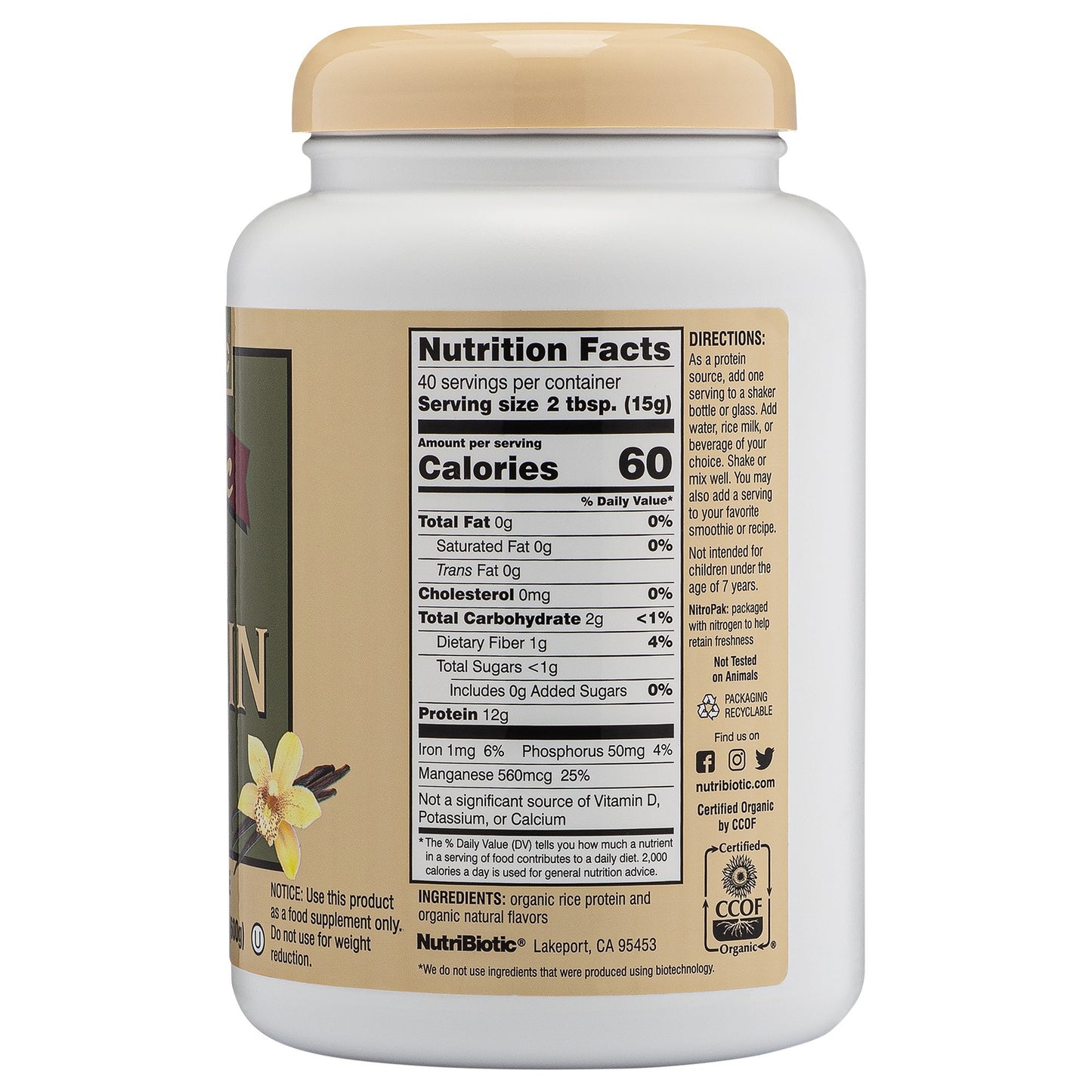 ORGANIC RICE PROTEIN VANILLA