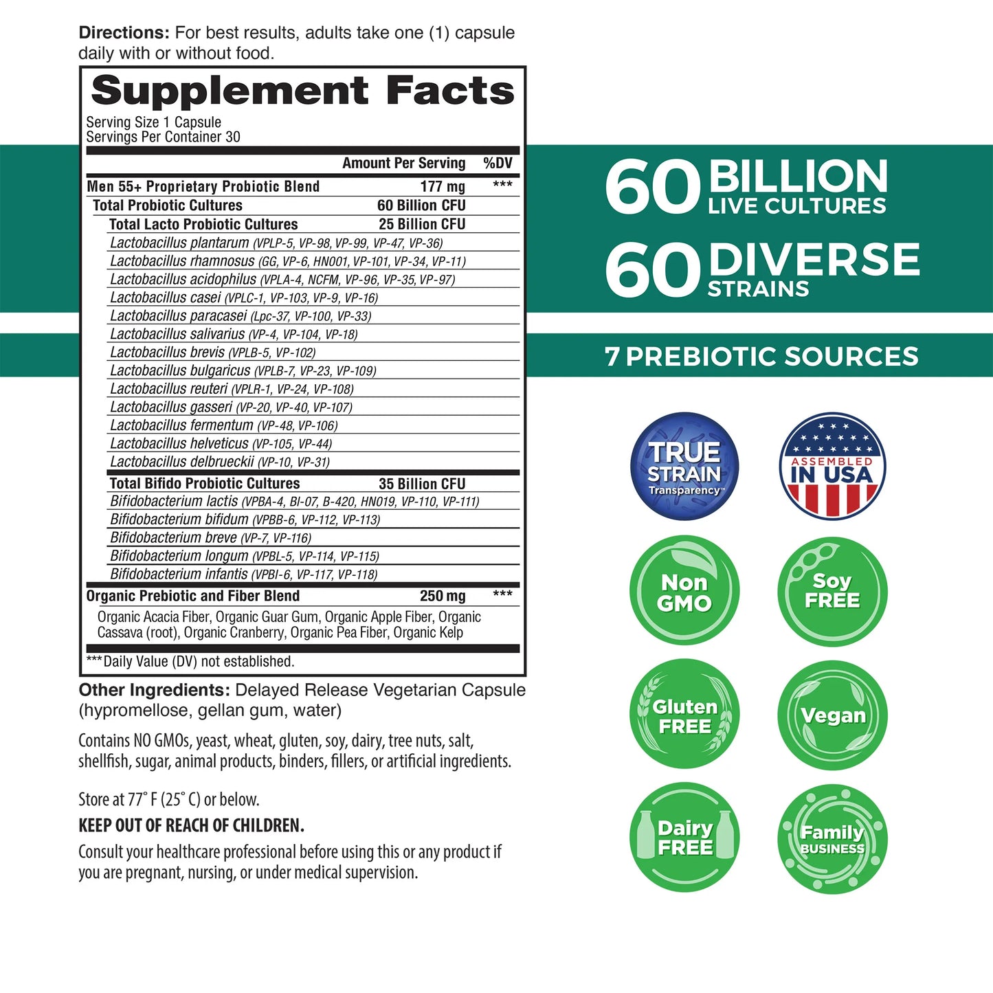 VITAL FLORA MENS DAILY 55+ PROBIOTIC
