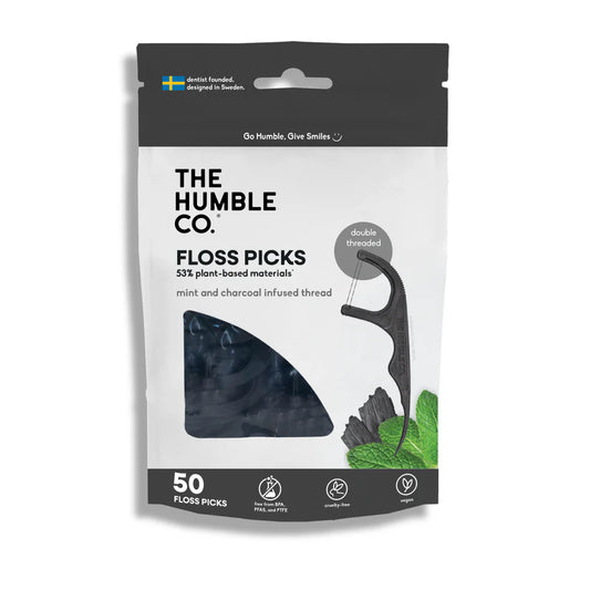 FLOSS PICKS CHARCOAL