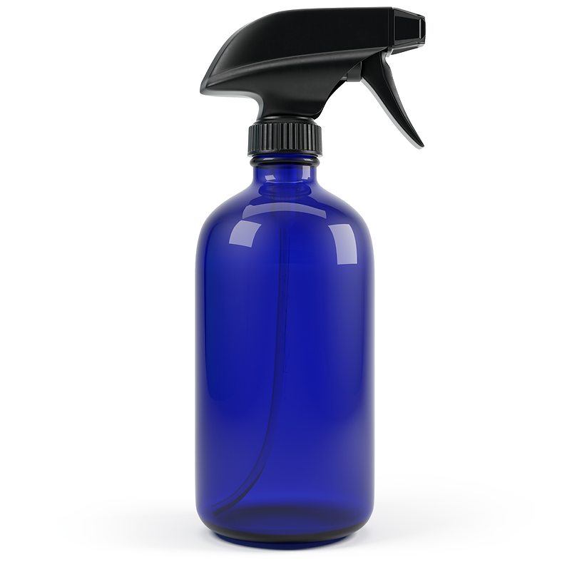 EMPTY BLUE GLASS SPRAY BOTTLE