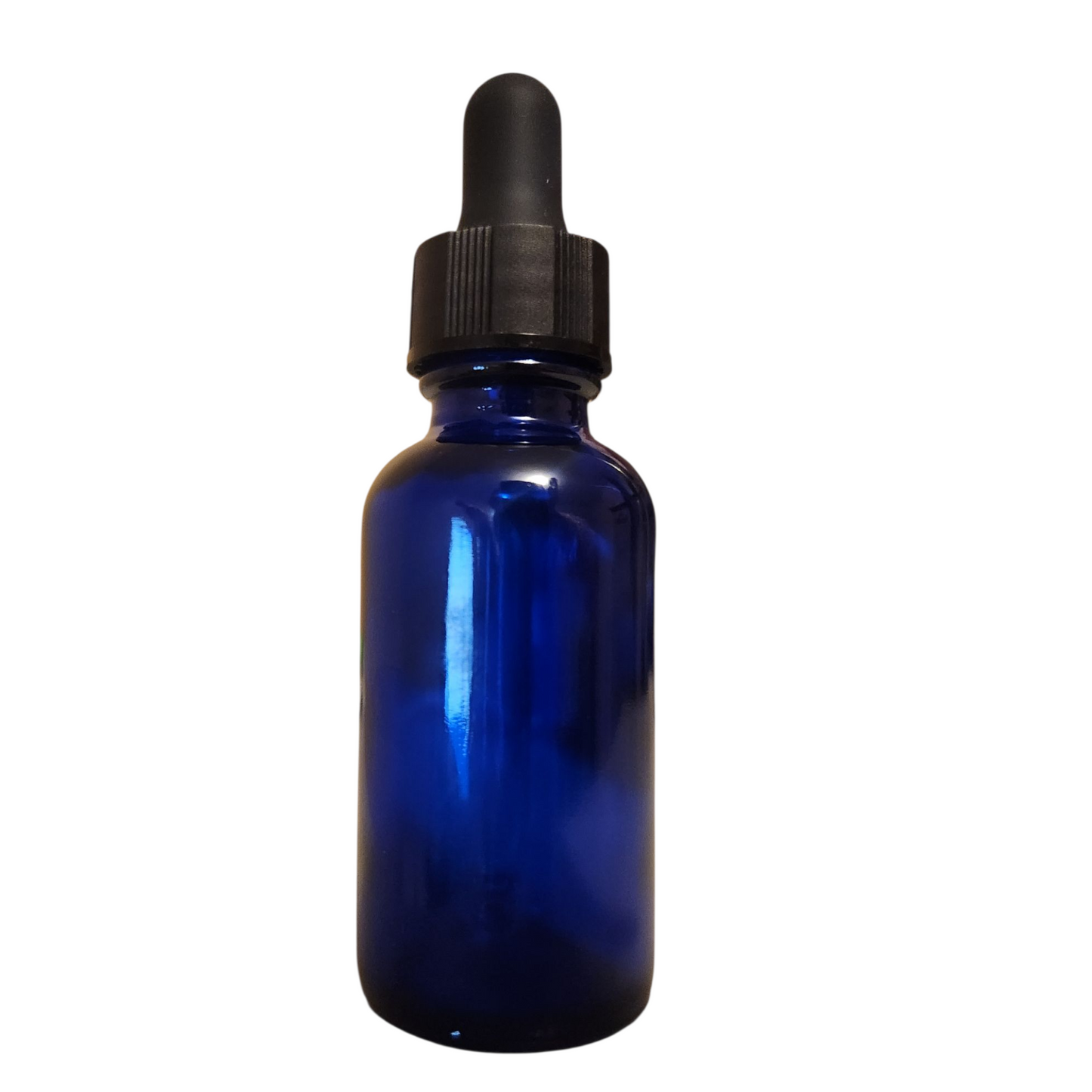 EMPTY BLUE GLASS DROPPER BOTTLE