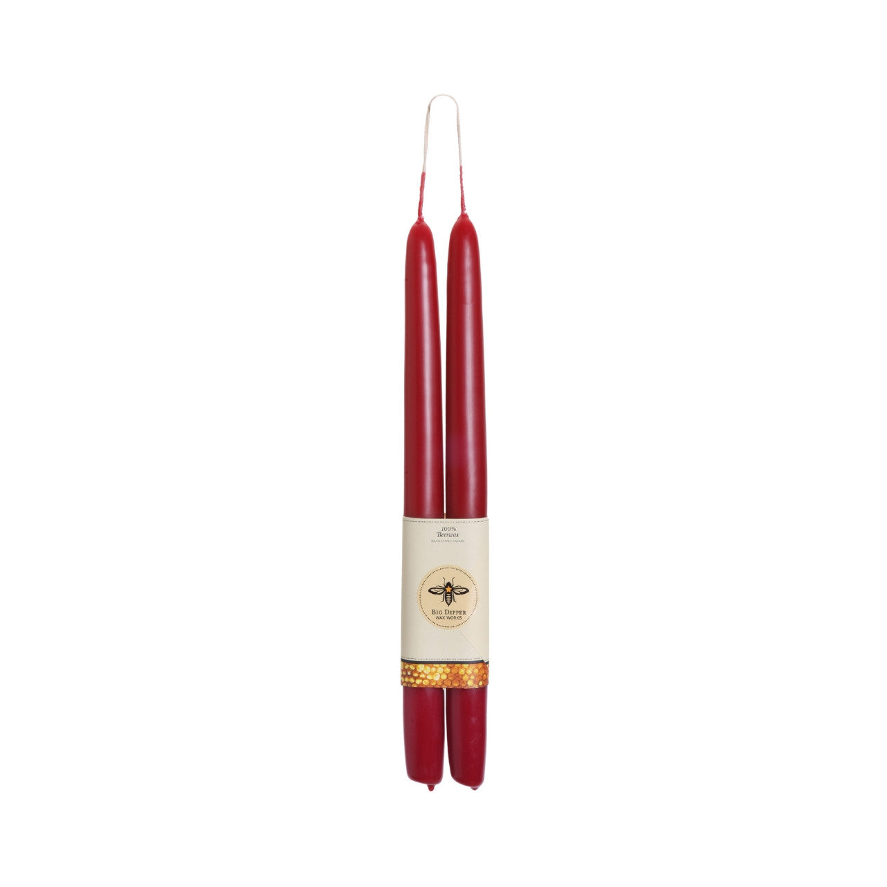 BEESWAX CANDLE STANDARD TAPER RED