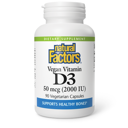 NATURAL FACTORS VITAMIN D3 50 mcg (2000 IU) VEGAN